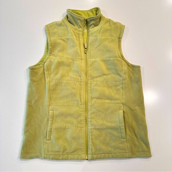 Lands' End Jackets & Blazers - Lands‎ End Lime Green Zip Up Fleece Vest Size Medium